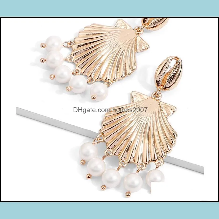 Hypoallergenic stainless steel earrings shell pearl earrings European and American alloy conch Earrings for women and girls