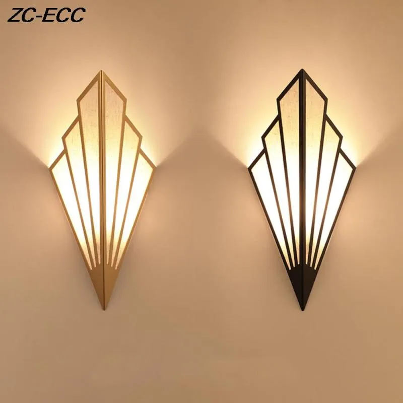 Wall Lamp Nordic Iron Art LED Corridor Aisle Staircase Bedroom Lights Livingroom Bedside Fan-shaped Home Deco LightingWall