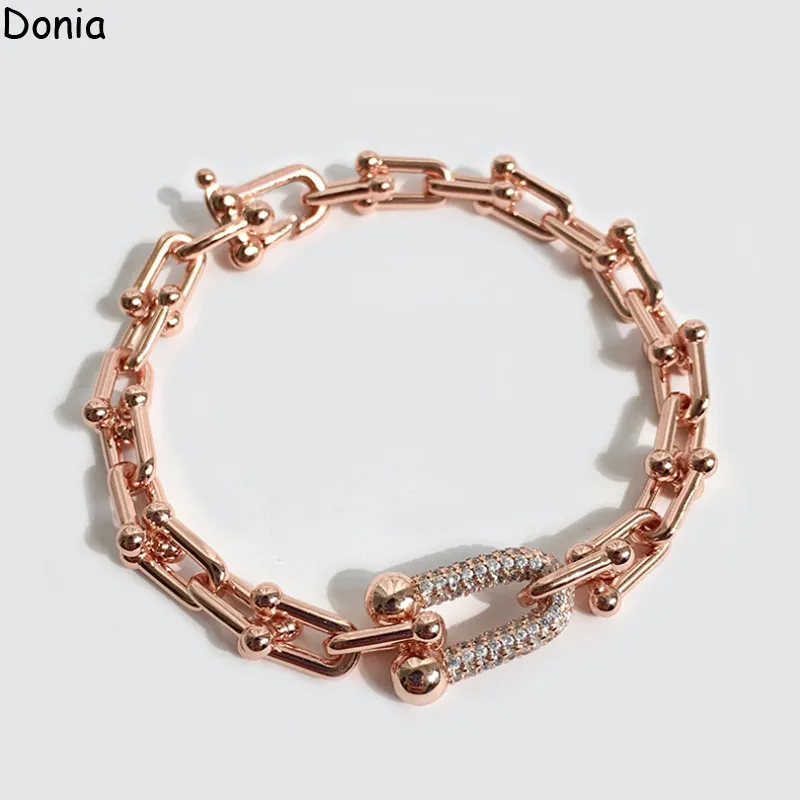 Donia Jewelry Bambus-Armreif, europäischer und amerikanischer Modedesigner, luxuriöse, übertriebene Titanstahl-Mikro-Intarsien-Zirkon-Geschenkbox