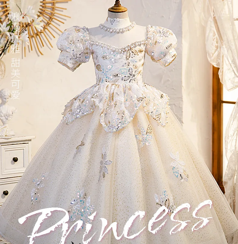 open lace back dress Skylar Lux Princess Dress | Handmade Couture Girls Gown