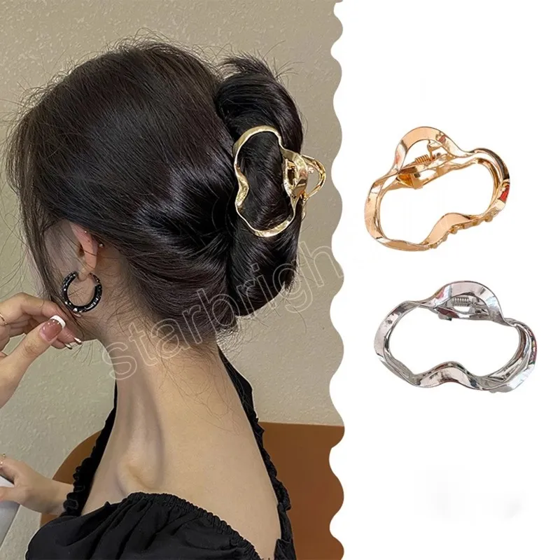 Donne Eleganti morsetti Gold Golvo geometrico Metal Linea Claw Clip per capelli vintage Accessori per capelli per capelli