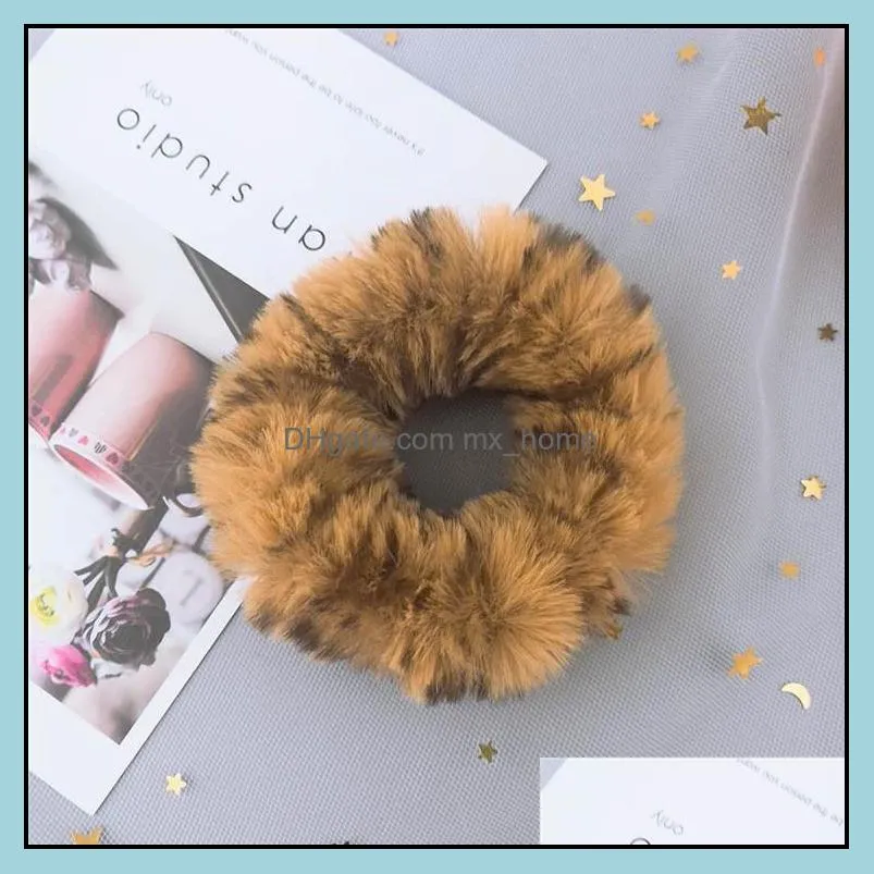 winter vintage simple imitation rabbit hair leopard rubber band hair rope fashion girl women ponytail hair accessories