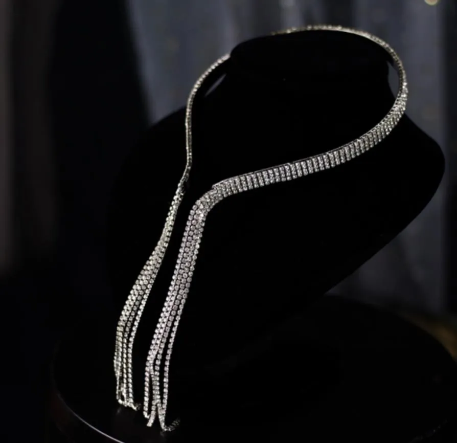 Bling Rhinestone Tassel Head Bandı Partisi Dekorasyon Bitişik Kristal Saç Çember Sıraları Kristal Saç Bandı Saç Bandı Gümüş Gümüş Düğün Gelin Başlık Aksesuarları