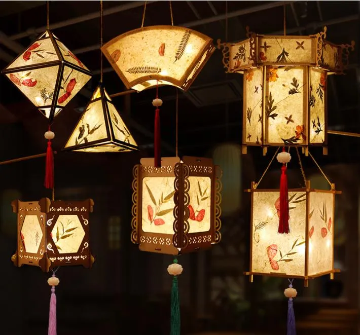 DIY chinês portátil flor portátil lâmpada de luz de luz lanternas brilhantes para o presente de midrautumn sn