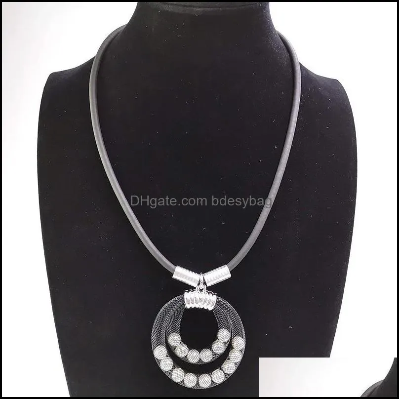 pendant necklaces yd&ydbz mesh pearl circle necklace for women luxurious leather rope statement handcrafted jewelry accesories