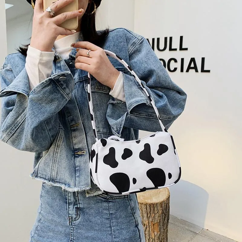 Sacs de soirée Fashion Animal Modèle Canvas Femmes Sac sous arme Soutier Vintage Dames Small Purse Handbags Casual All-Match Square Bagseveni