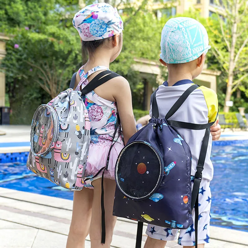Childrens Swimming Bag Wet Dry Waterproof Drawstring Toy Storage