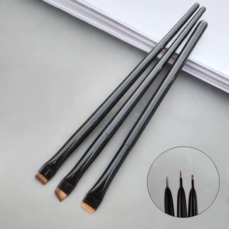 Blade Geel Wolf Haar Eyeliner Borstel Oog Professionele Make-Up Bevel Dunne Wenkbrauw Platte Dunne Oogschaduw Borstels Beauty Tool LT0069