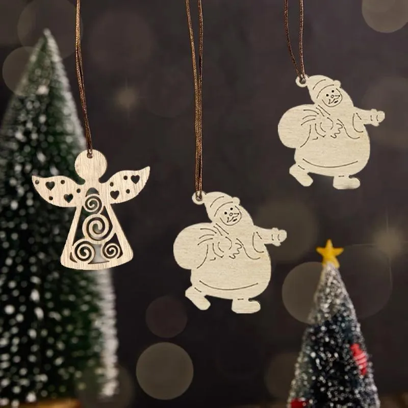 クリスマスの装飾クリエイティブディイウッドプロダクトツリーイヤーモールペンダント木製クラフトシュリストマス