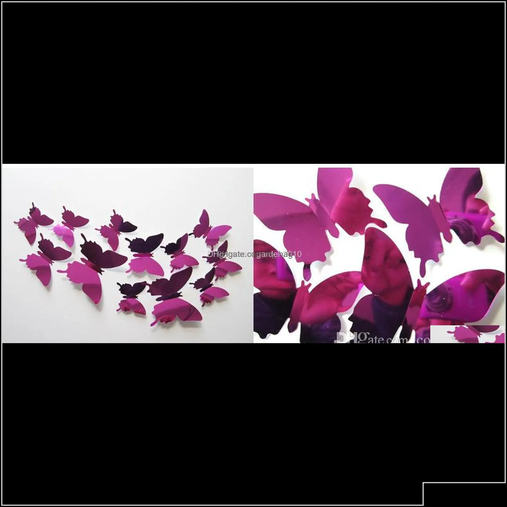 Stickers 12Pcslot Pvc Diy 3D Mirror Butterfly Sticker For Wall Window Party Supplies Hves5 5Xtzc
