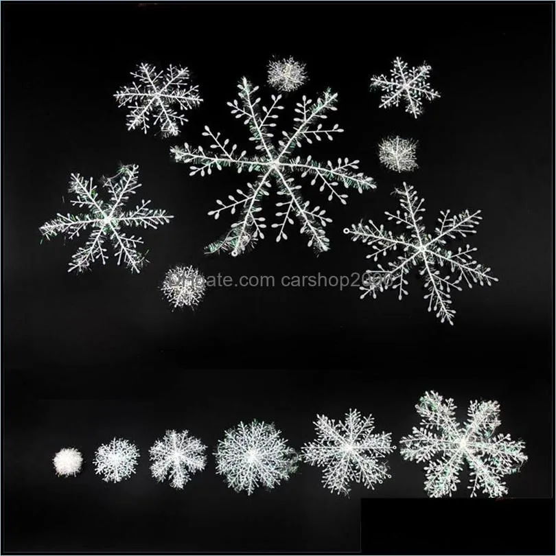 3pcs/lot christmas decoration snowflake christmas tree ornament plastic snow flake artificial snowflake decoration party supplies