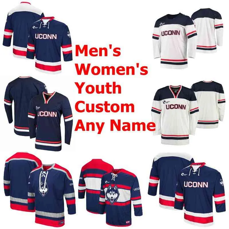 UCONN Huskies College Hockey Jerseys Dames Tomas Vomacka Jersey Kale Howarth Roman Kinal Ryan Keane Yan Kuznetsov Blue Custom Stitched