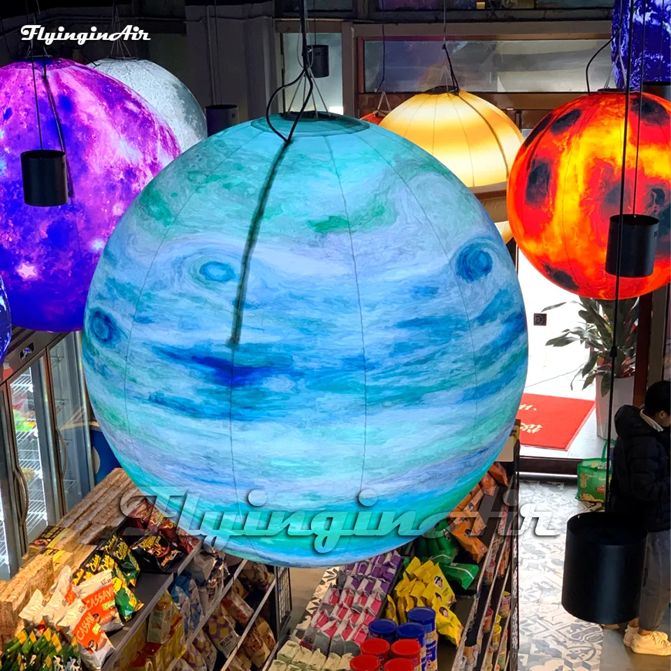 Подвесная светодиодная надувная баллонная планета мяч Большой подвижной освещение взорвать сферу для украшения для клубных вечеринок
