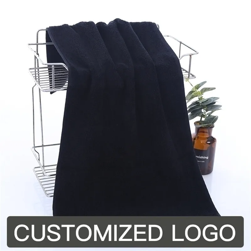 100% algodón negro baño manos libres diseño personalizado belleza tienda de uñas SPA sudor vapor deportes bordado toalla 220616