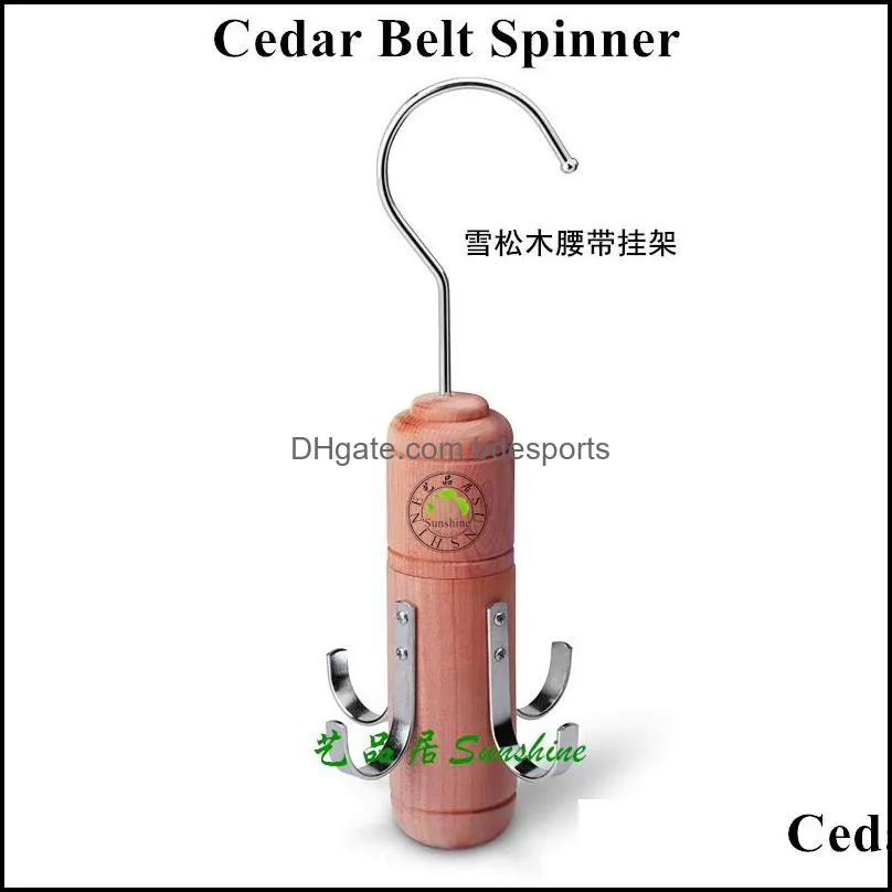 cedar belt spinner wooden hangers log color,no painting lenght:20.5cm wide:3.30cm weight:300g 4 or 6 Stainless steel hooks