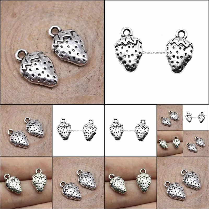 Charms Two Sided Strawberry 17x10mm Antique Pendants,Vintage Tibetan Silver Jewelry,Diy For Bracelet Necklace