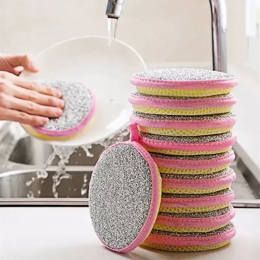 5PCS podwójne boczne zmywarki gąbki garnka do mycia naczynia do mycia domowego narzędzia do czyszczenia domu