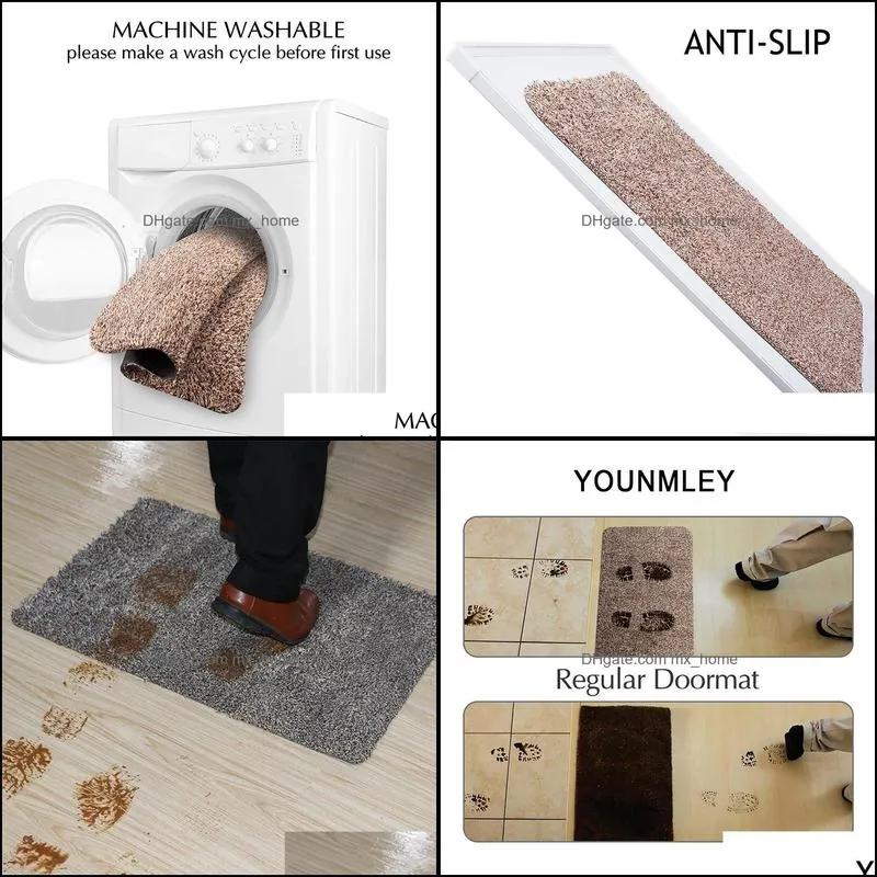 Indoor Super Absorbs Doormat Latex Backing Non Slip Door Mat for Small Front Door Inside Floor Dirt Trapper Cotton Entrance Rug 220329