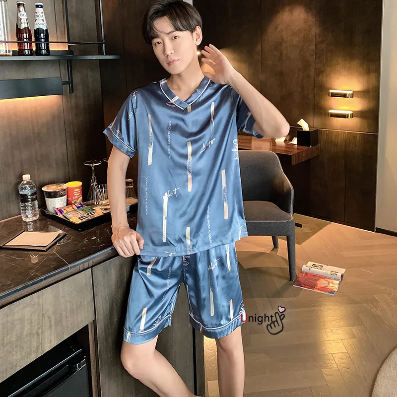 Men Pajama Shorts Summer Satin Viscose Pullover Trousers For Men Set 3XL Nightwear Casual Sleepwear For Silk Pyjama 220426 From 11 97 DHgate