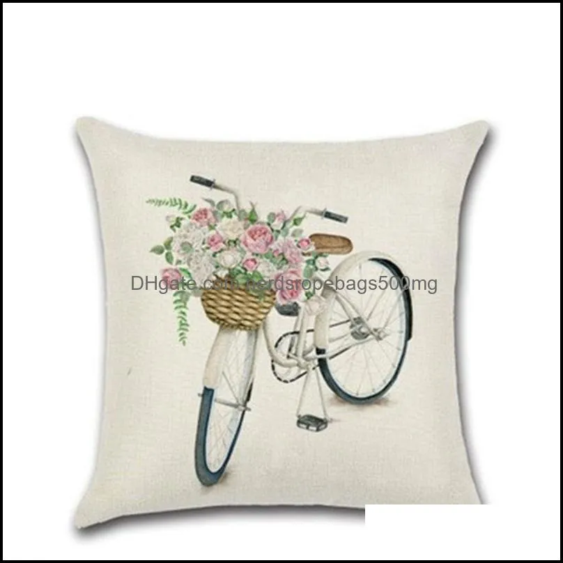 Flower Pillow Case Bicycle Pillowcase Truck Farm Digital Printing Cover Spring Style Cushion Sleeve Simple Design Home Decorate 5kha