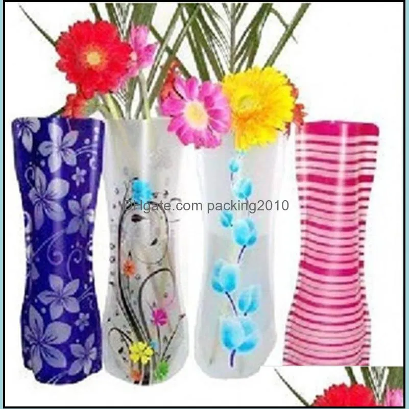 50pcs Hot Creative Clear PVC Plastic Vases Water Bag Eco-friendly Foldable Flower Vase Reusable Home Wedding Party Decoration Flower