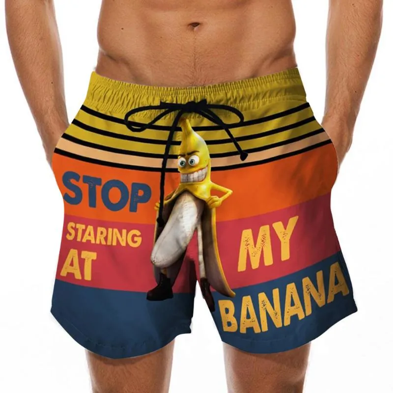 Shorts Masculino KeKe Funny Cock Banana Print Roupa de Banho Calção de Praia Prancha de Natação Calça de Secagem Rápida Masculino Surf 5XL Masculino Masculino Masculino