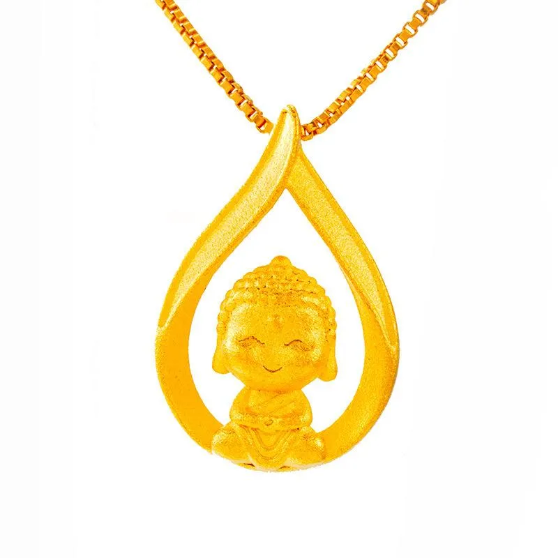 Hänge halsband för kvinnor vatten droppe Buddha halsband 24k guldpläterad semester daglig engagemang smyckenpendant