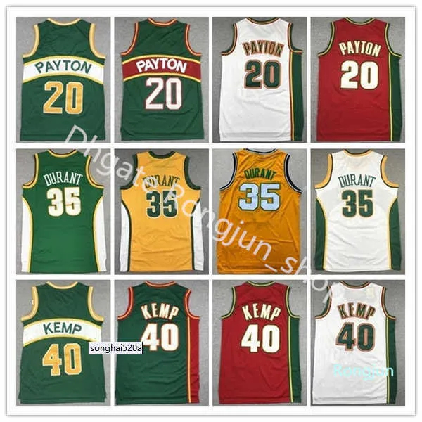 Men Basketball Gary Payton Jerseys 20 Kevin Durant 35 Shawn Kemp 40 Ray Allen 34 Alle gestikte team Red Geel White Gree Jerseys