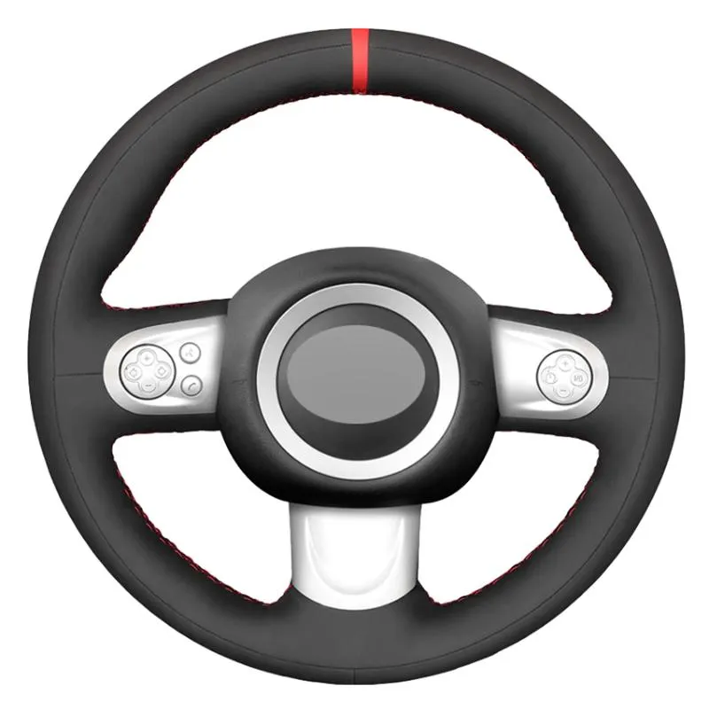 Tampa do volante de direção Tampa de carro de camurça preta para o Mini Coupe Cooper Clubman Roadster 2004-2022STEERING