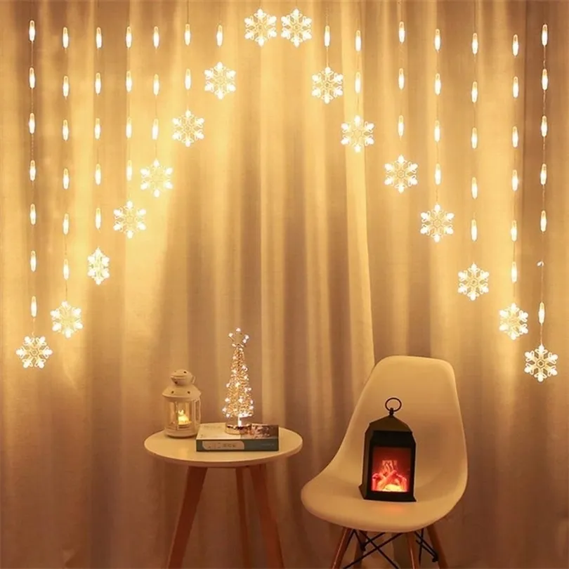 Światła wróżki LED Garland Curtain Lampa gwiazda Snowflake Light