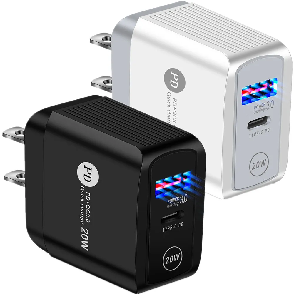 20W 18W Schnelles Schnell-PD-Ladegerät Eu US UK Typ C USB-C Wandladenetzteile für IPhone 12 13 14 15 Pro Samsung Xiaomi Telefonladegeräte