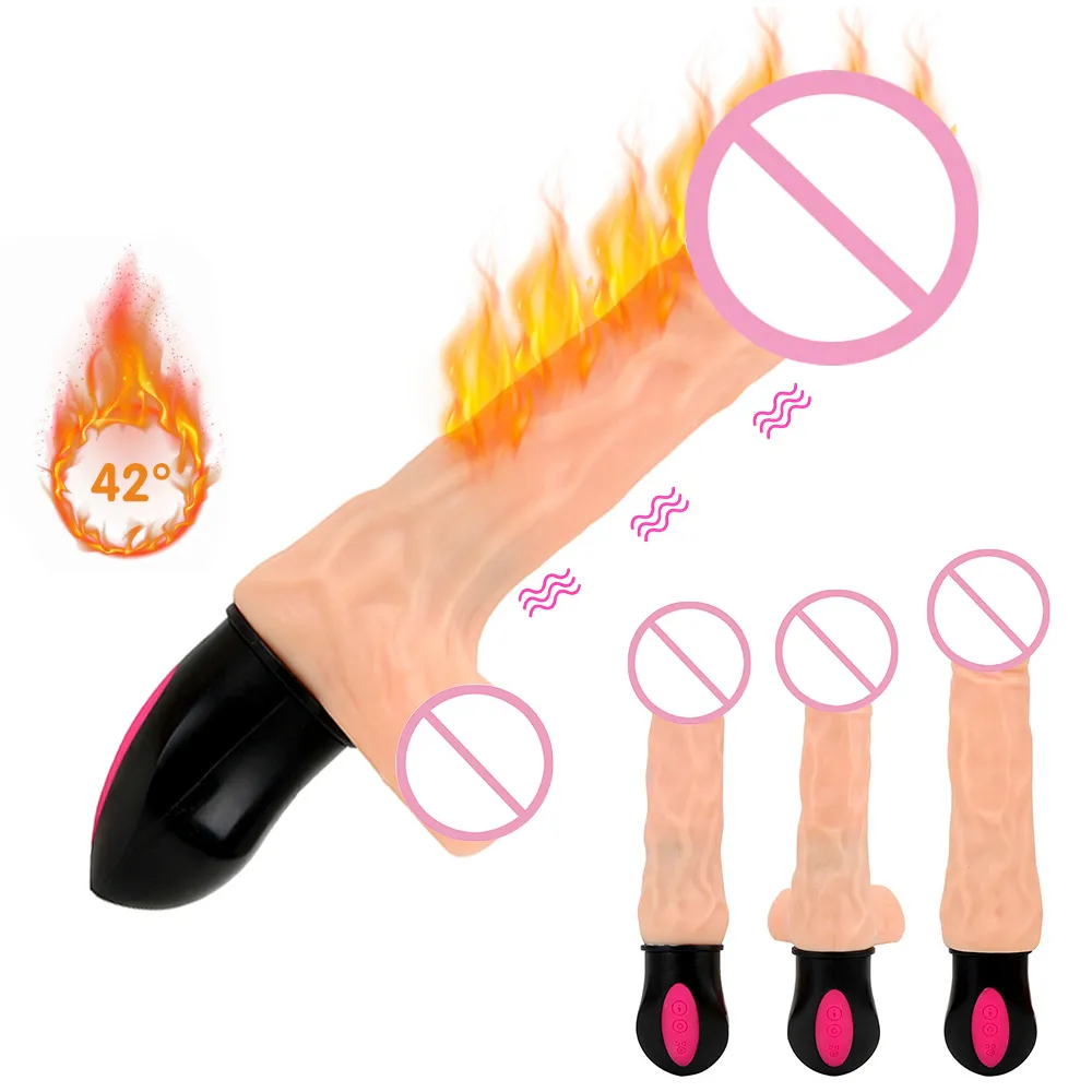 Olo flexibel realistisk dildo vibrator uppvärmning vagina massager 12 läge mjuk silikon gudemiketter onani sexiga leksaker för kvinna
