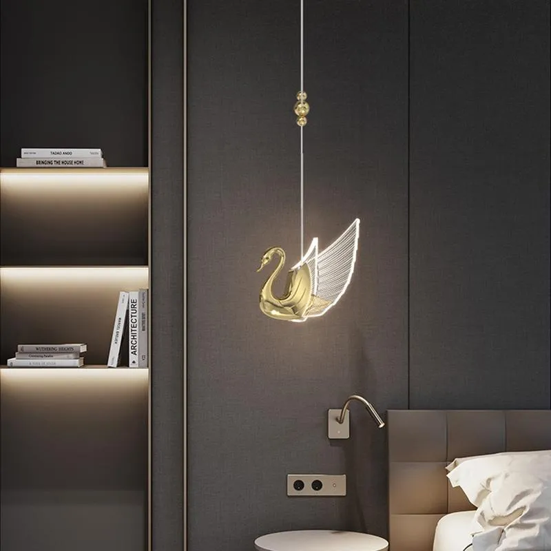 Подвесные лампы северная роскошная дизайнер лебедь люстра столовая спальня для спальни прикроватный бар на стой