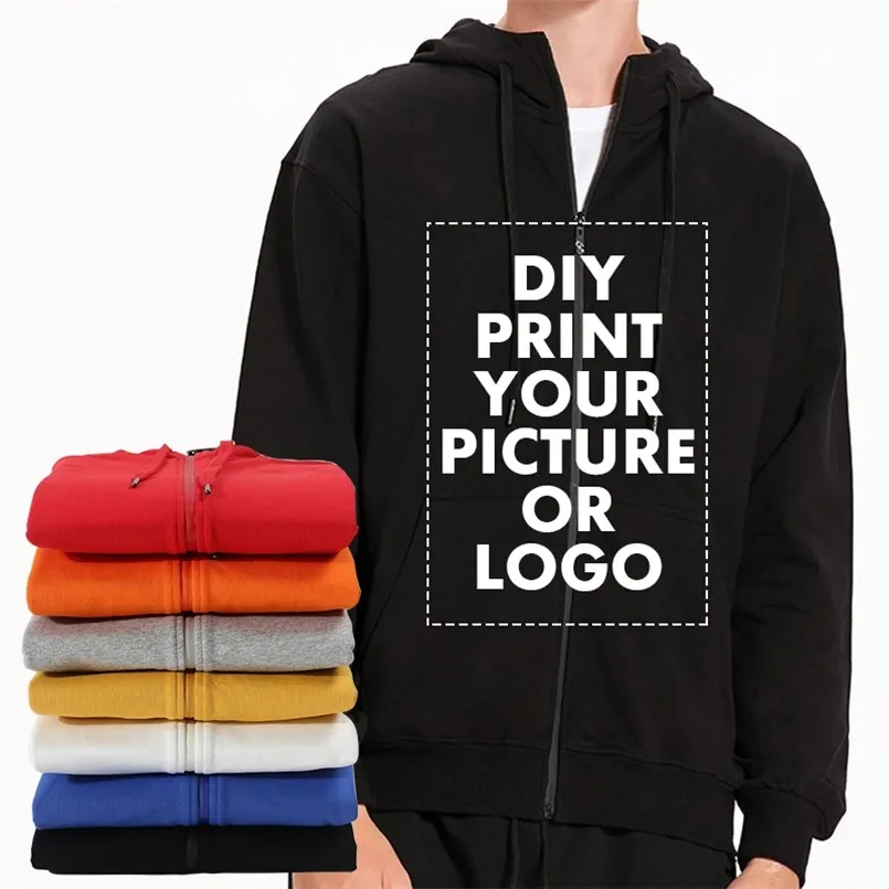 Fashion Men Women Hooded Streetwear Customized Printed Picture Text Your Own Design Personalized Pullover Unisex Hoodie 220722