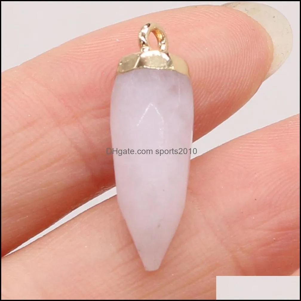 natural cone point semi-precious stone charms rose quartz healing reiki crystal pendant diy necklace earrings women fashion jewelry sports2010