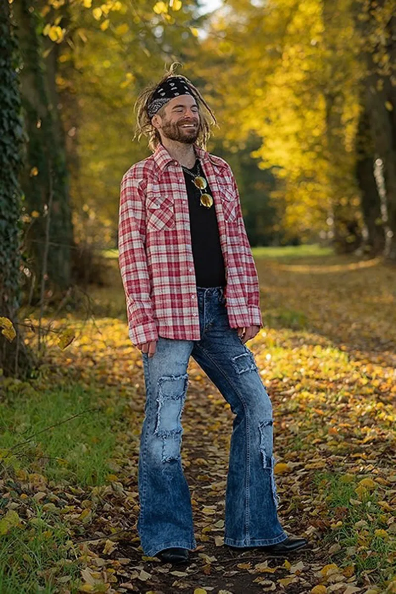 Vintage Patchwork Mens Bell Bottom Bootcut Flare Jeans Men With Distressed Fringe And High Waist From Crownbonanza 26.05 DHgate.Com
