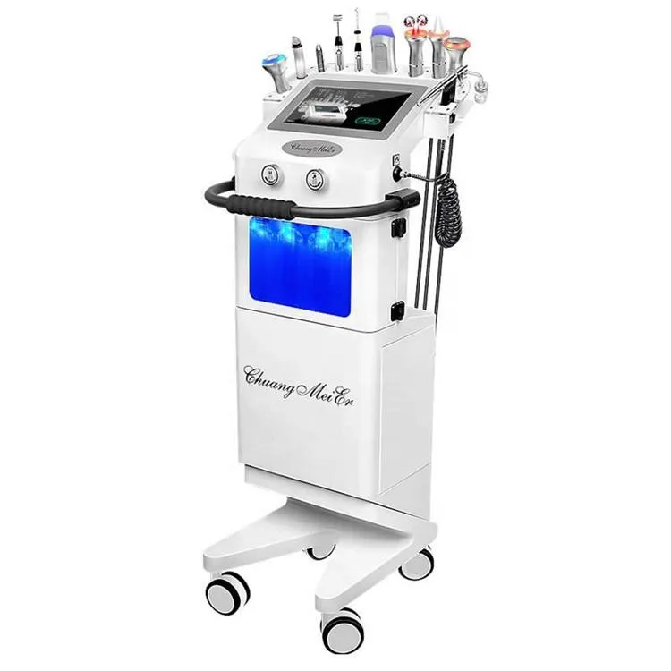 2022 Hydro Microdermabrasion verticale Beauté Nettoyage du visage Eau Oxygène Machine de beauté EMS RF Lifting de la peau sous vide Spa Équipement facial