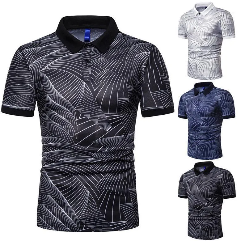 Men's Polos 2022 Summer Mannen Shirts Mouwen Wave Patroon Gedrukt Ontwerp Nieuwe Kleren Zomer Streetwear Casual Mode Shirt Top