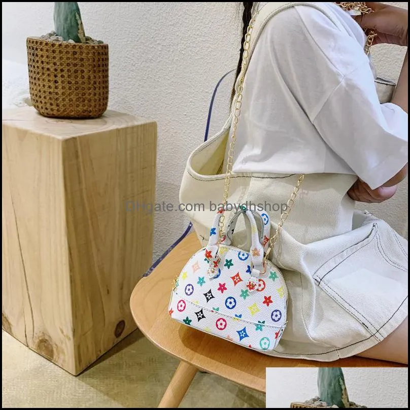 fashion style girl`s messenger bag summer printing kids handbags mini tote purse princess shell bags portable decoration wallet should bags