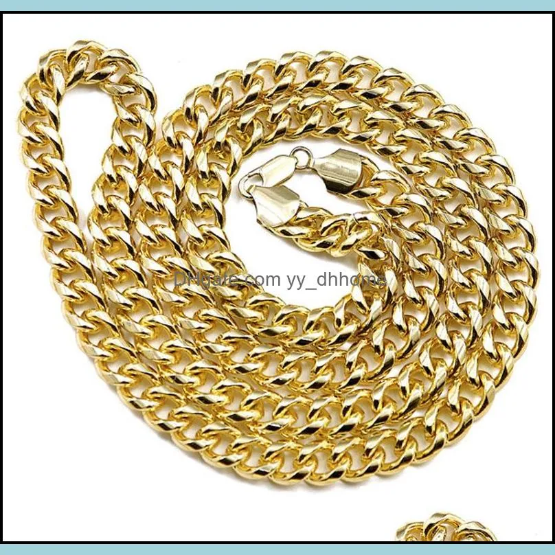 80cm 1.2cm gold silver plated long chain hip hop necklace for men women pendant jewelry