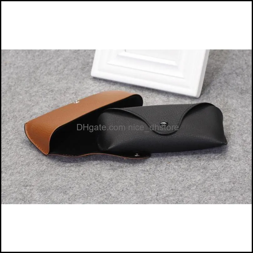 wholesale black sun glasses case retro brown leather sunglasses box discount cheap fashion eye glasses pouch without cleaning cloth nicedhstore