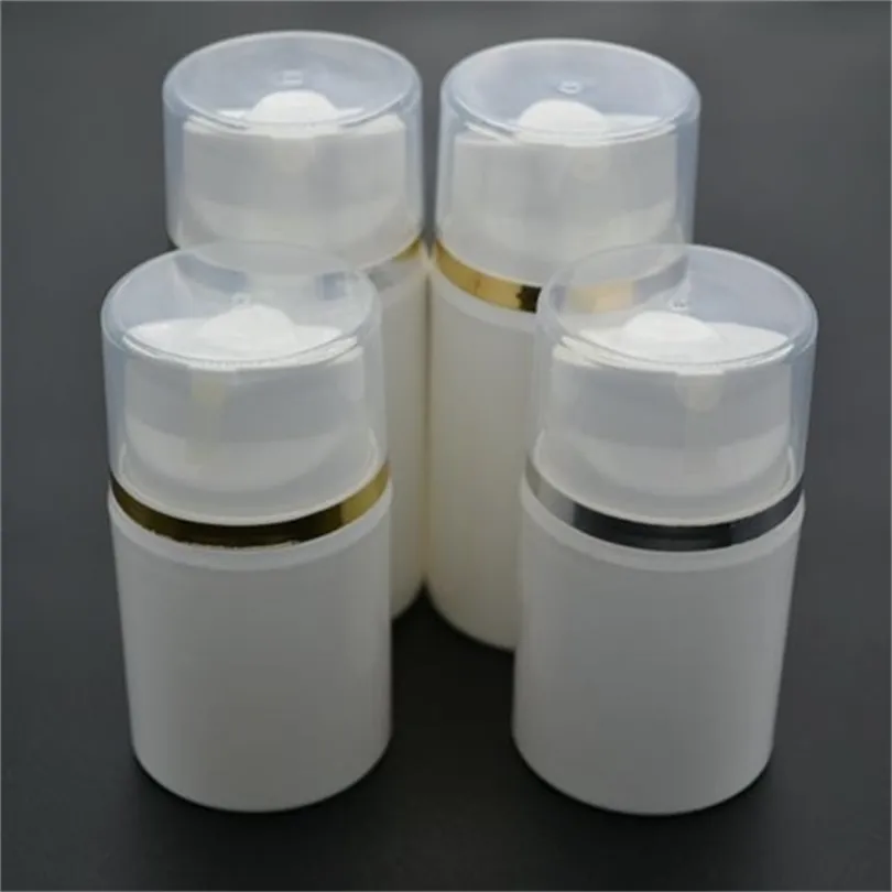 5pcs/lot 50ml Portable PP Plastic Lotion Cream White With UV Line Bottle Empty Transparent Airless Pump Bottle Vacuum Container T200819