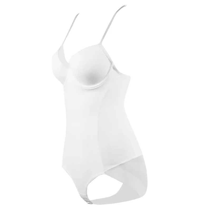 Underwire White Bodysuit Women Shapers Stretch Solid Color Silky Underwear  Bodysuits Shapewear White