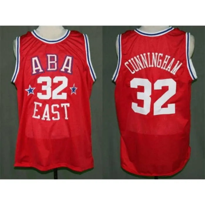 Sjzl98 Mens Billy Cunningham # 32 ABA Retro All Star Basketball Jersey Personnalisé n'importe quel numéro et nom Maillots cousus broderie