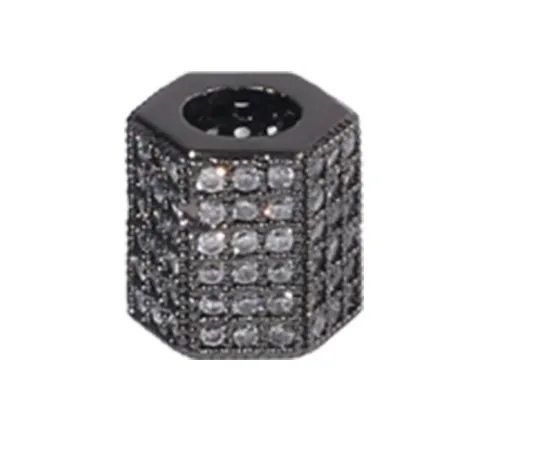 7mm tube cristal micro pavé cz zircon cubique perles de zircone cuivre argent or noir plaqué bracelet accessoires ed5u3