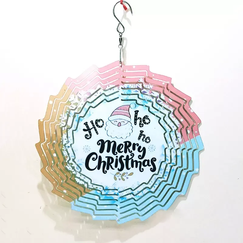 Stock 20cm 25cm Aluminum Sublimation DIY Wind Spinner Home Christmas Decors Double Sided Circle Garden Wind Chimes