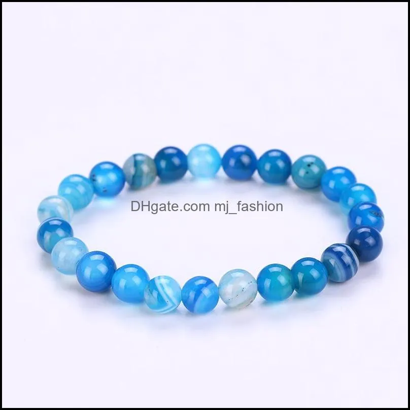 8MM Strand Natural Stone Healing Crystal Stretch Beaded Bracelet Women Men Fashion Handmade Precious Gemstone Round Bracelets Jewelry