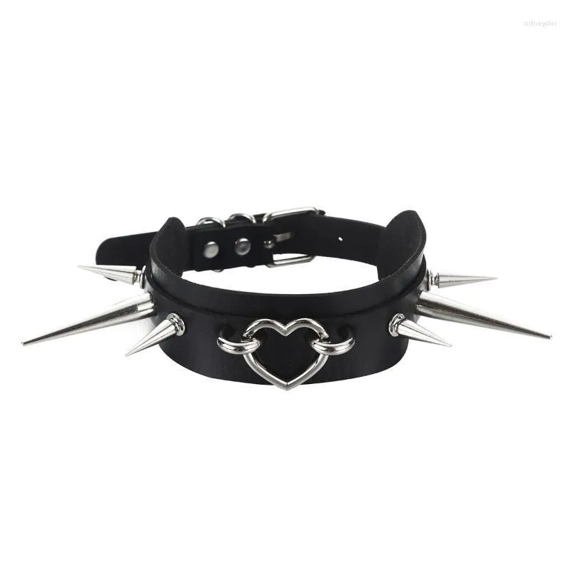 Chokers Goth Spiked Choker Kragen Schwarz Pu Leder Gothic Halskette Frau Punk Nieten Chocker Emo Cosplay SchmuckChokers Sidn22