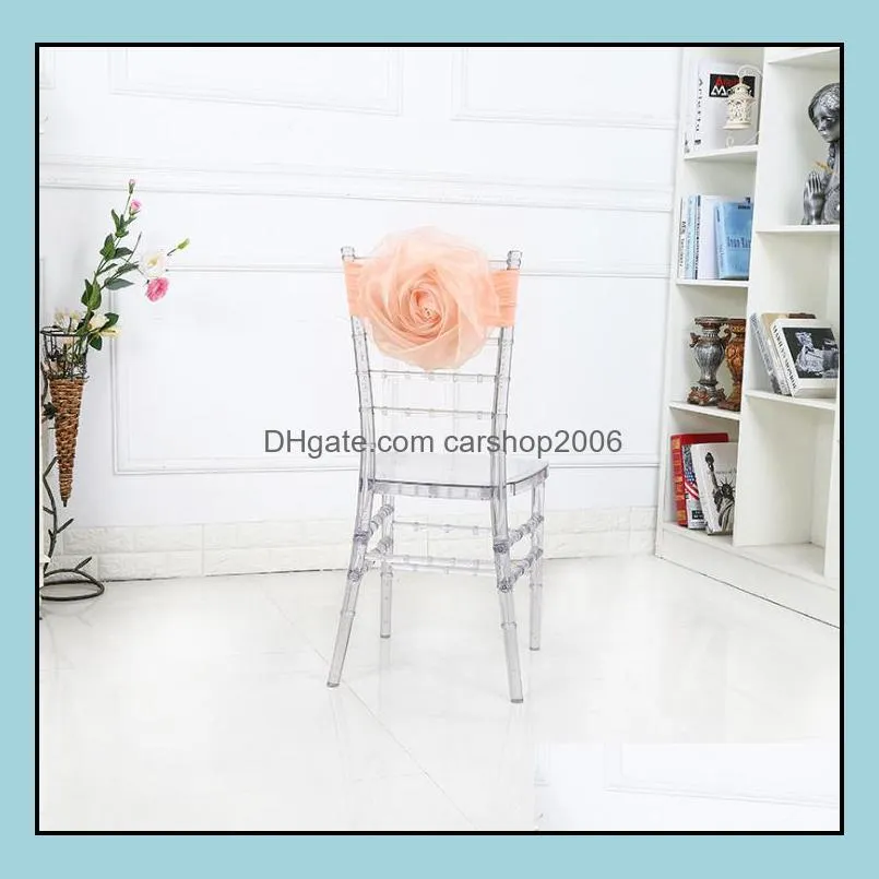 organza chair sashes chair bows wedding party xmas chair sashes banquet decoration sheer organza fabric pack sn338