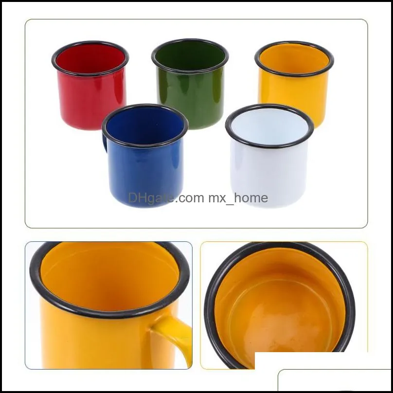 mugs 5pcs multi-functional enamel vintage small cups (assorted color)